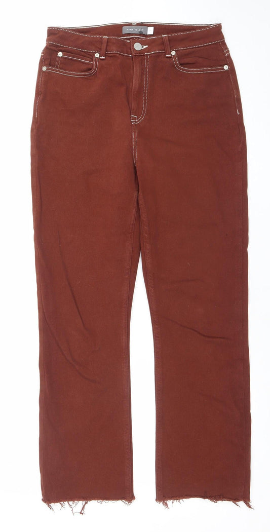 Womens UK Size 10 Mint Velvet Regular Fit Straight Brown Jeans