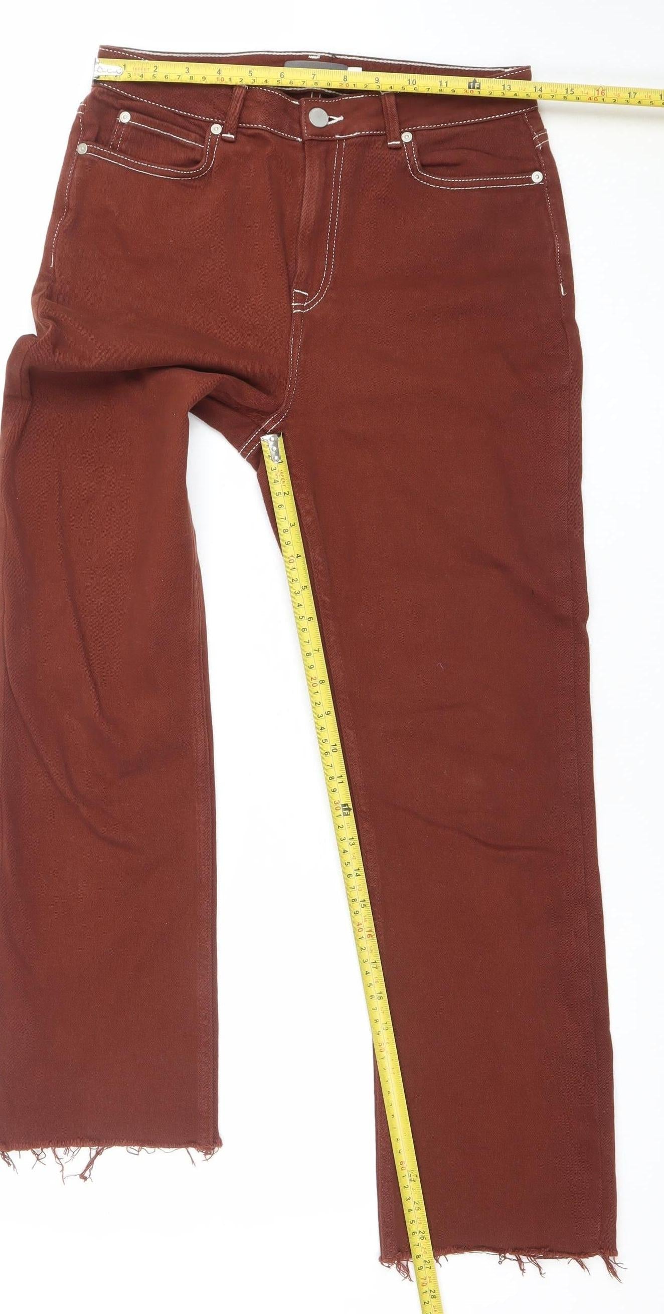 Womens UK Size 10 Mint Velvet Regular Fit Straight Brown Jeans