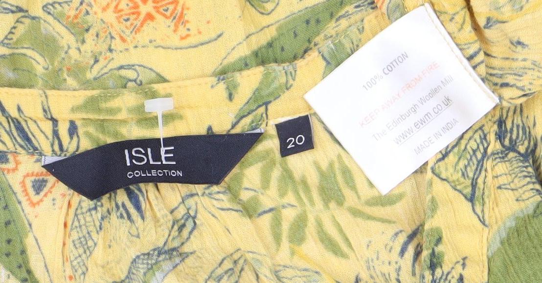 Womens UK Size 20 Isle Collection Yellow Tunic Blouse
