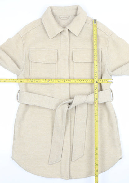 Marks and Spencer Womens Beige Belted Twill Jacket Size 8