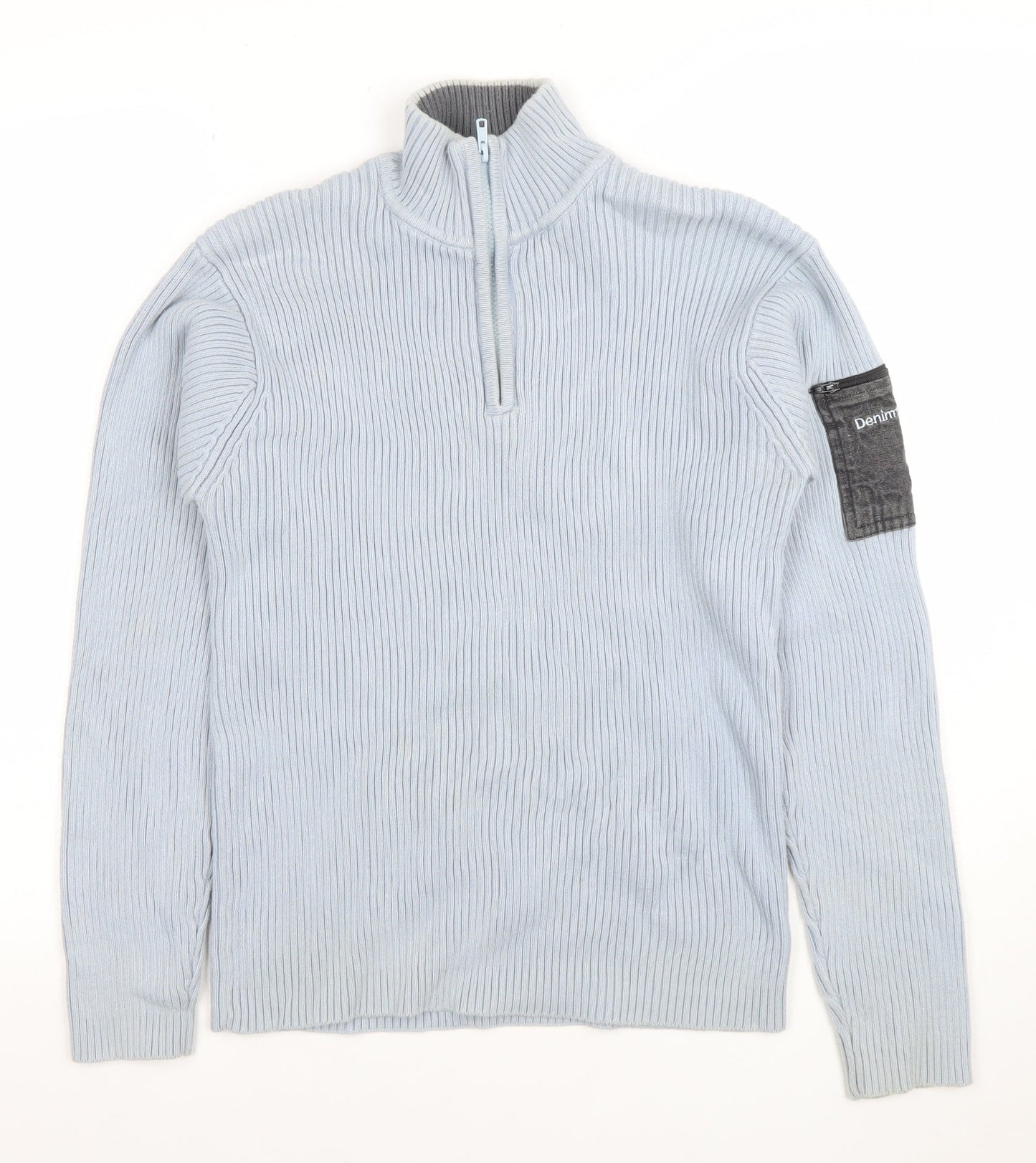 Mens UK Size L JACK & JONES Blue 1/2 Zip Jumper