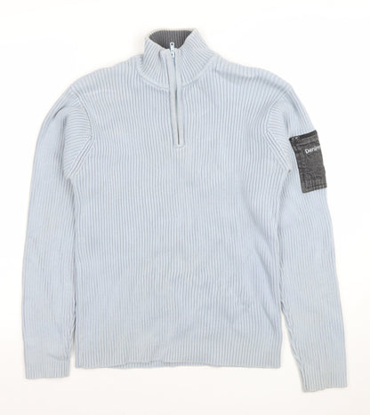 Mens UK Size L JACK & JONES Blue 1/2 Zip Jumper