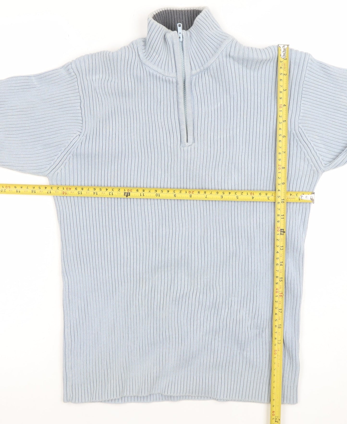 Mens UK Size L JACK & JONES Blue 1/2 Zip Jumper