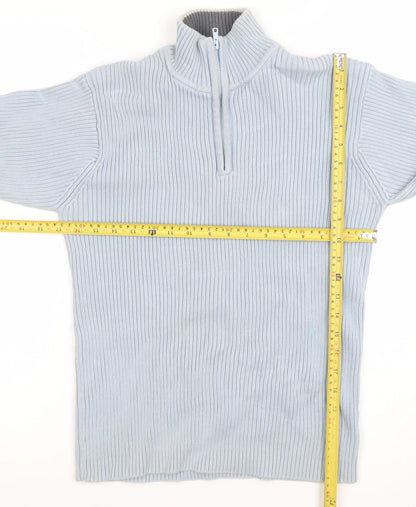 Mens UK Size L JACK & JONES Blue 1/2 Zip Jumper