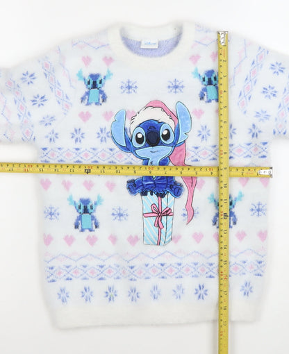 Girls UK Size 7-8 Years Disney White Pullover Jumper