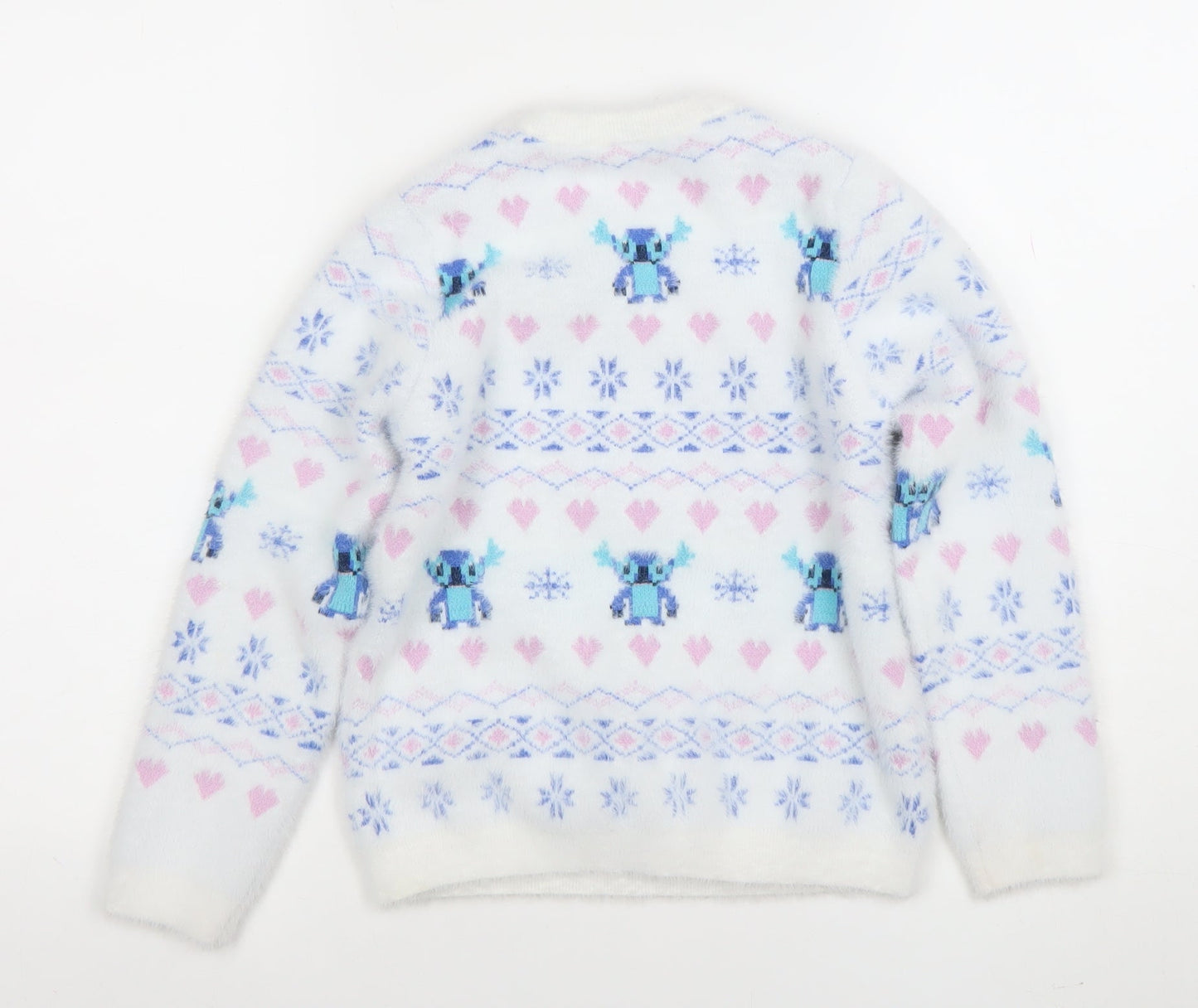 Girls UK Size 7-8 Years Disney White Pullover Jumper