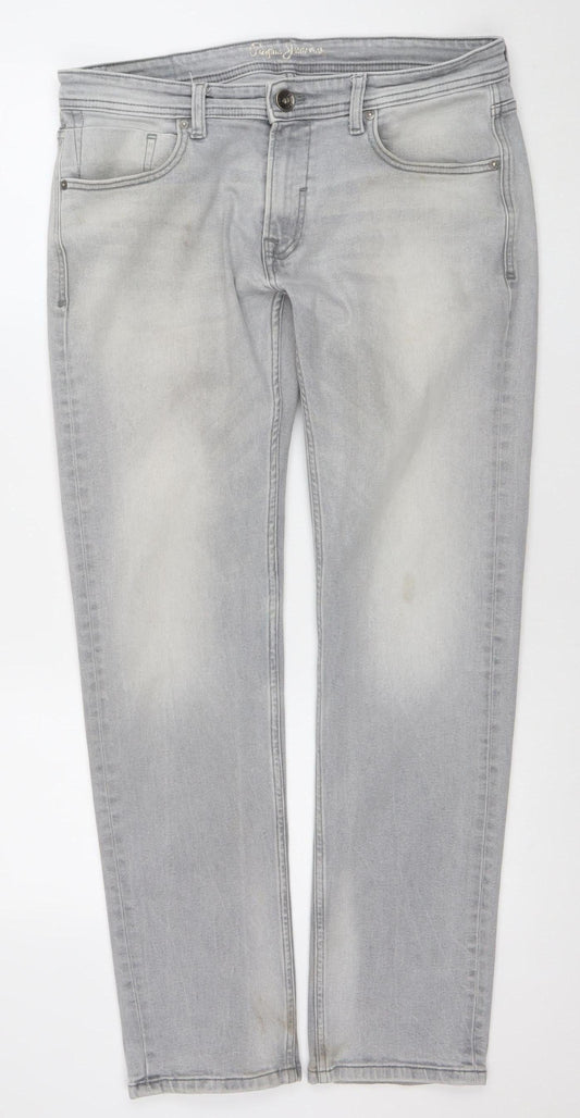 Mens UK Size 34/33 Pepe Jeans Regular Fit Straight Grey Jeans