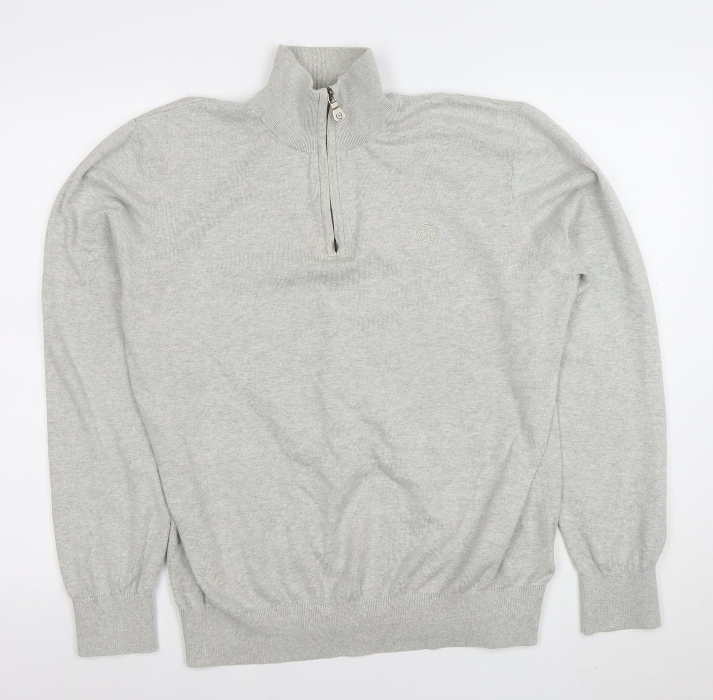 Mens UK Size M Henri Lloyd Grey 1/2 Zip Jumper