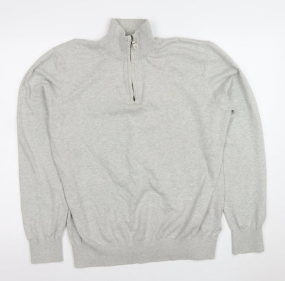 Mens UK Size M Henri Lloyd Grey 1/2 Zip Jumper