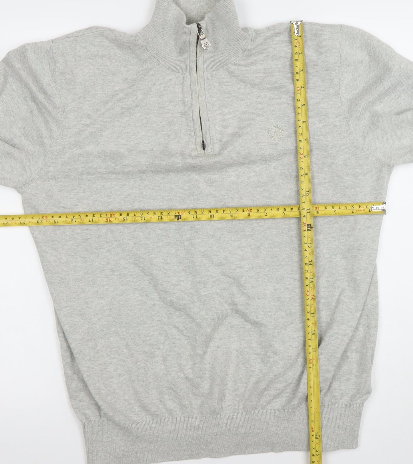 Mens UK Size M Henri Lloyd Grey 1/2 Zip Jumper