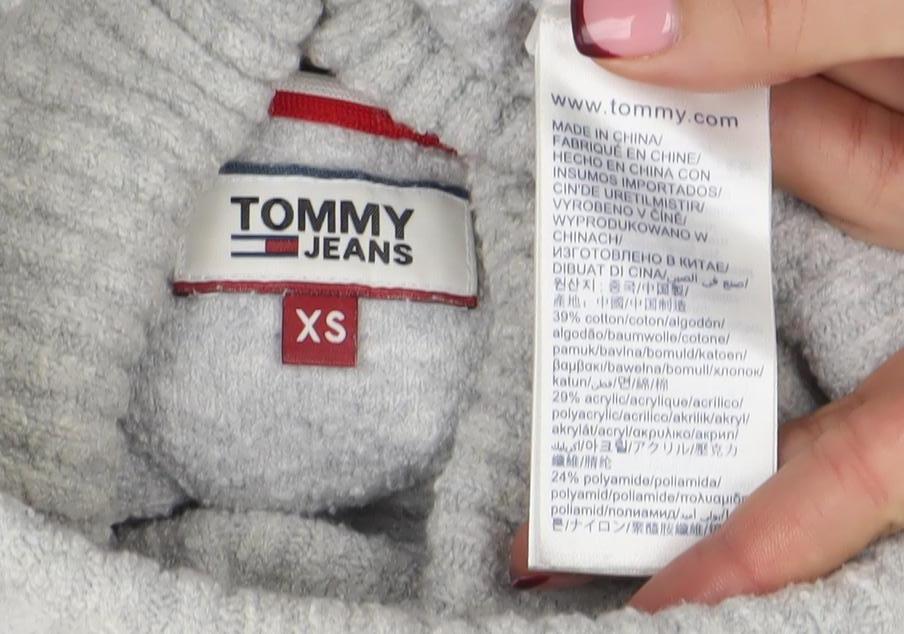 Womens UK Size XS Tommy Jeans Grey Pullover Jumper