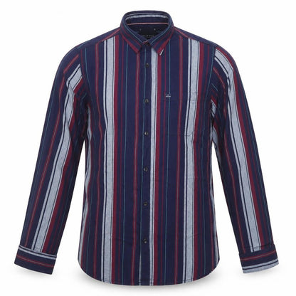 HELLO MAN Men's Blue Striped Long Sleeve Button-Up Cotton Shirt L