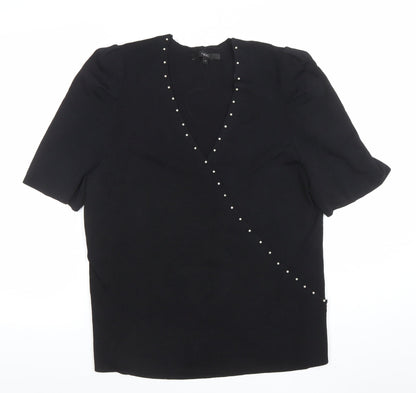 Womens UK Size 20 NEXT Black Wrap Blouse