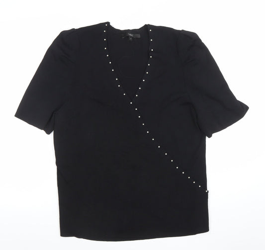 Womens UK Size 20 NEXT Black Wrap Blouse