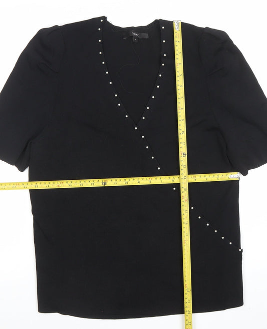 Womens UK Size 20 NEXT Black Wrap Blouse