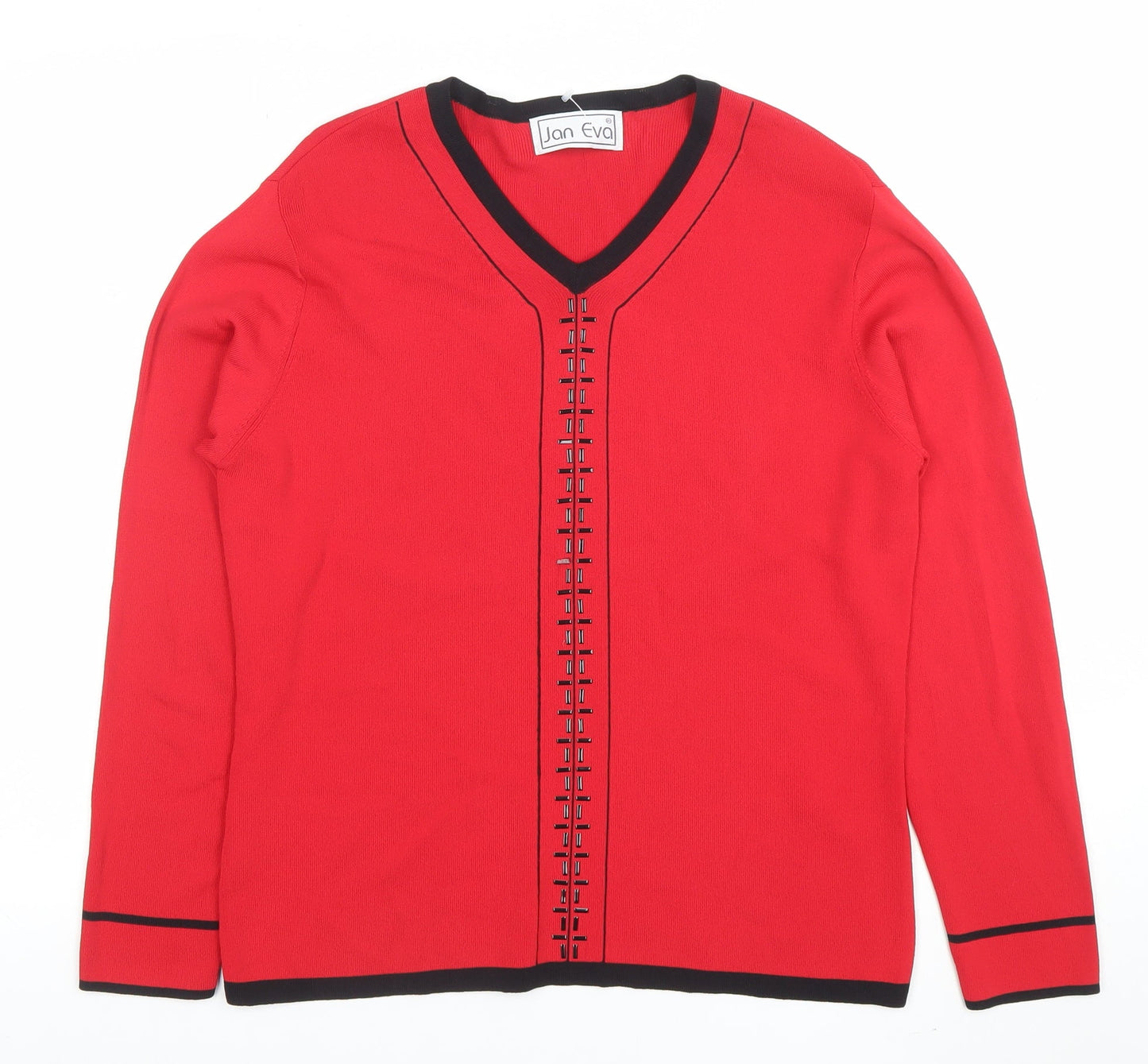 Womens UK Size 16 Jan Eva Red Pullover Jumper