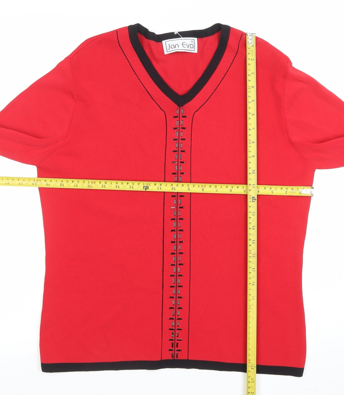 Womens UK Size 16 Jan Eva Red Pullover Jumper