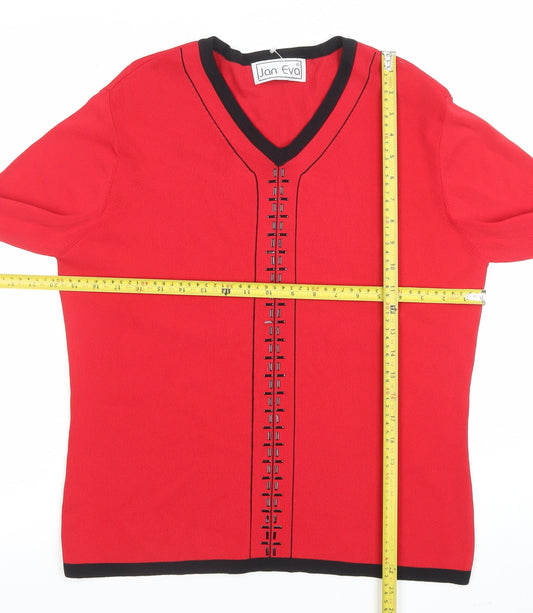 Womens UK Size 16 Jan Eva Red Pullover Jumper
