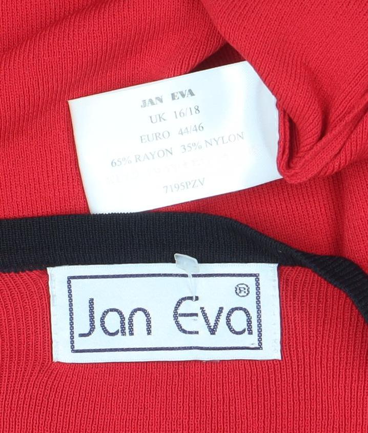 Womens UK Size 16 Jan Eva Red Pullover Jumper