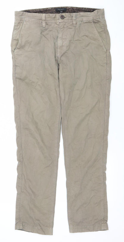 Mens UK Size 30R Ted Baker Regular Fit Straight Beige Jeans