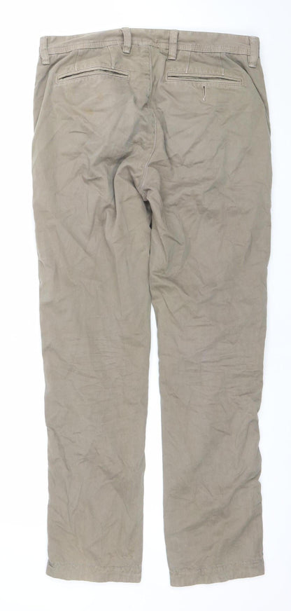 Mens UK Size 30R Ted Baker Regular Fit Straight Beige Jeans