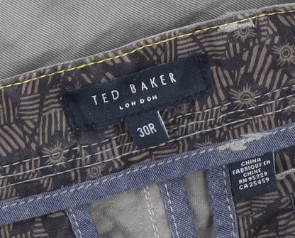 Mens UK Size 30R Ted Baker Regular Fit Straight Beige Jeans