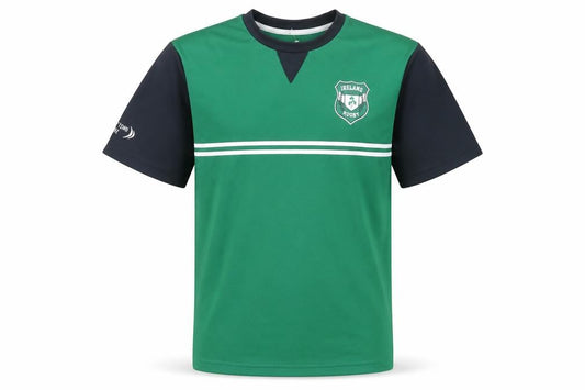 Front view of Dunnes boys’ green ireland rugby jersey top 14-15 years