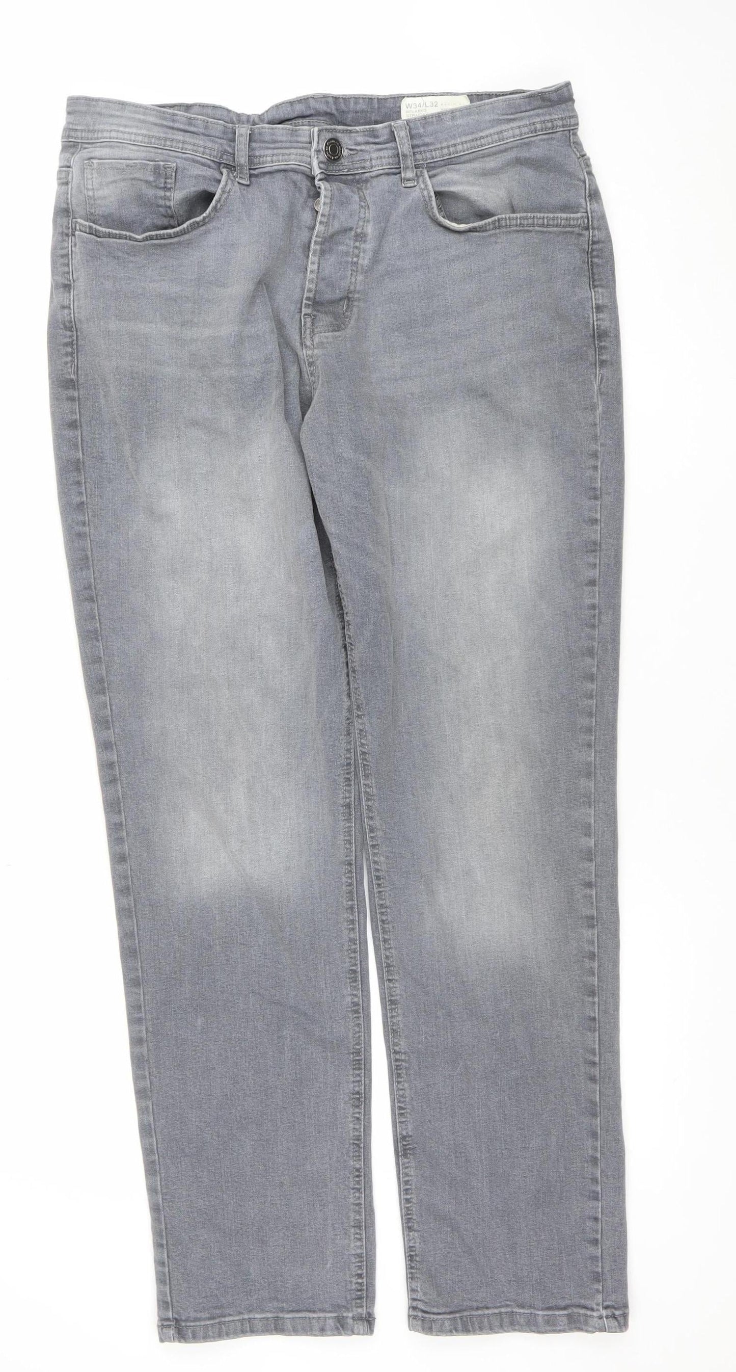 Mens UK Size L denim co Relaxed Fit Straight Grey Jeans