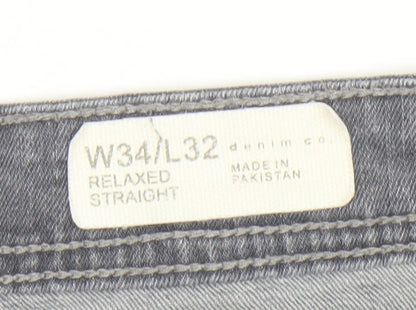 Mens UK Size L denim co Relaxed Fit Straight Grey Jeans