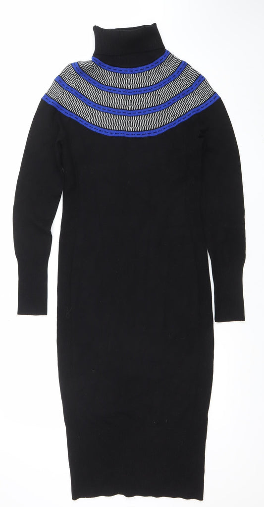 Karen Millen Women’s Black Bodycon Knit Dress Size M Long Sleeve
