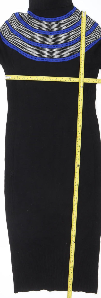 Karen Millen Women’s Black Bodycon Knit Dress Size M Long Sleeve