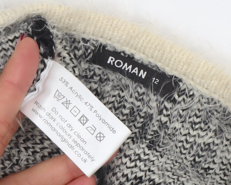 Womens UK Size 12 Roman Grey Cardigan Jumper