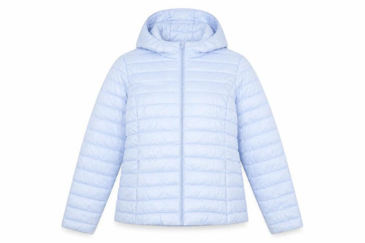 Front view of Dunnes Women Blue Hooded Puffer Jacket, size 12