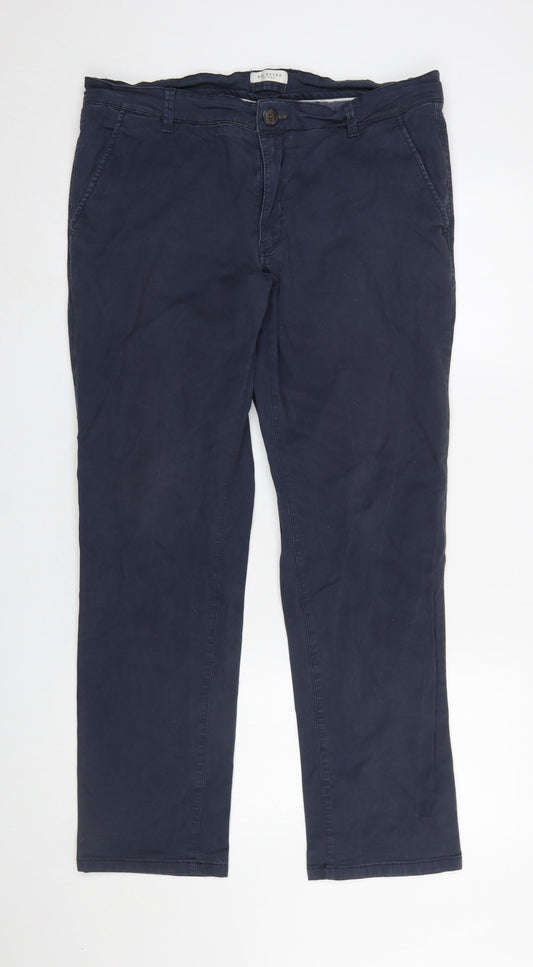 Mens UK Size L Selected Homme Regular Fit Chino Blue Trousers