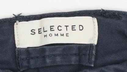 Mens UK Size L Selected Homme Regular Fit Chino Blue Trousers