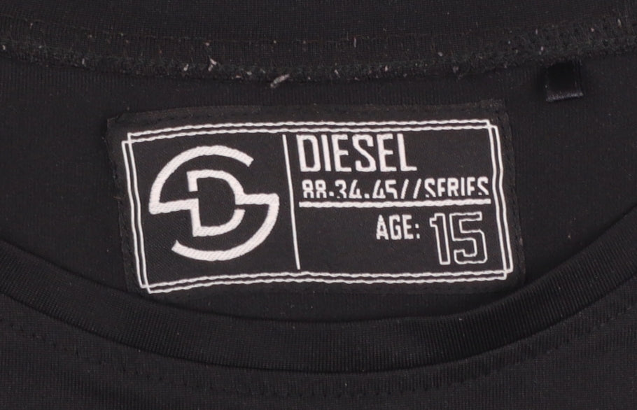 Boys UK Size 15 Years Diesel Black Basic T-Shirt