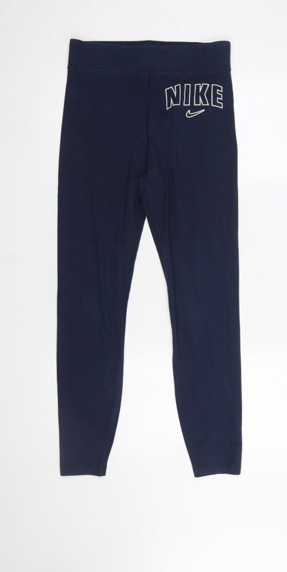 Womens UK Size M Nike Slim Fit Leggings Blue Leggings
