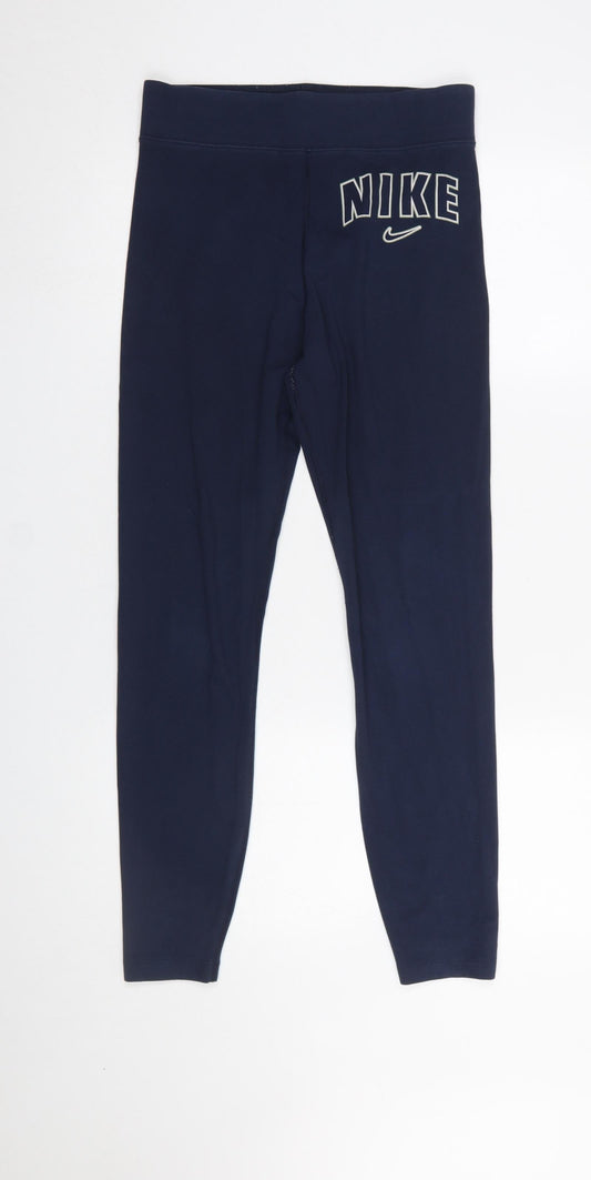Womens UK Size M Nike Slim Fit Leggings Blue Leggings