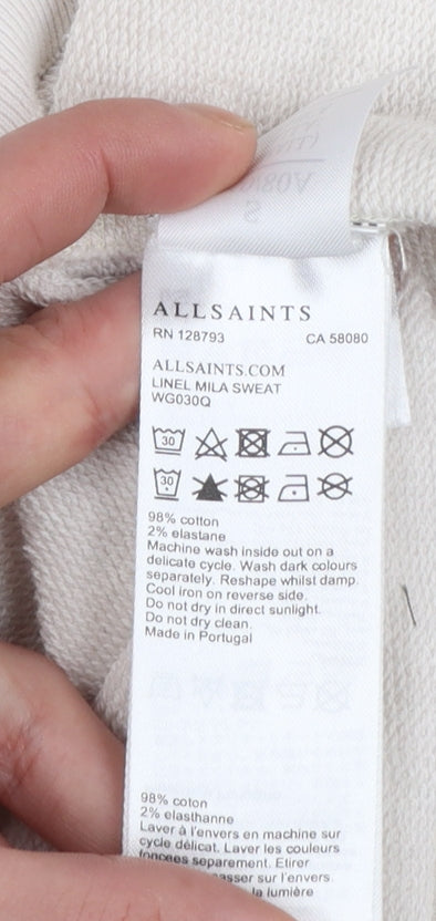 Womens UK Size S AllSaints Beige Pullover Sweatshirt