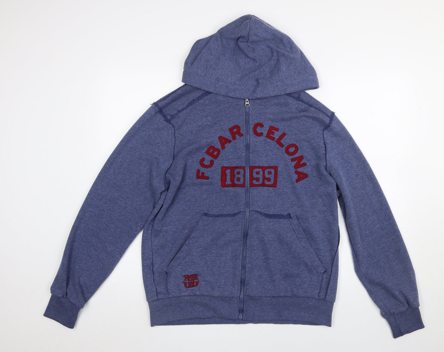 Mens UK Size L FC Barcelona Blue Full Zip Hoodie