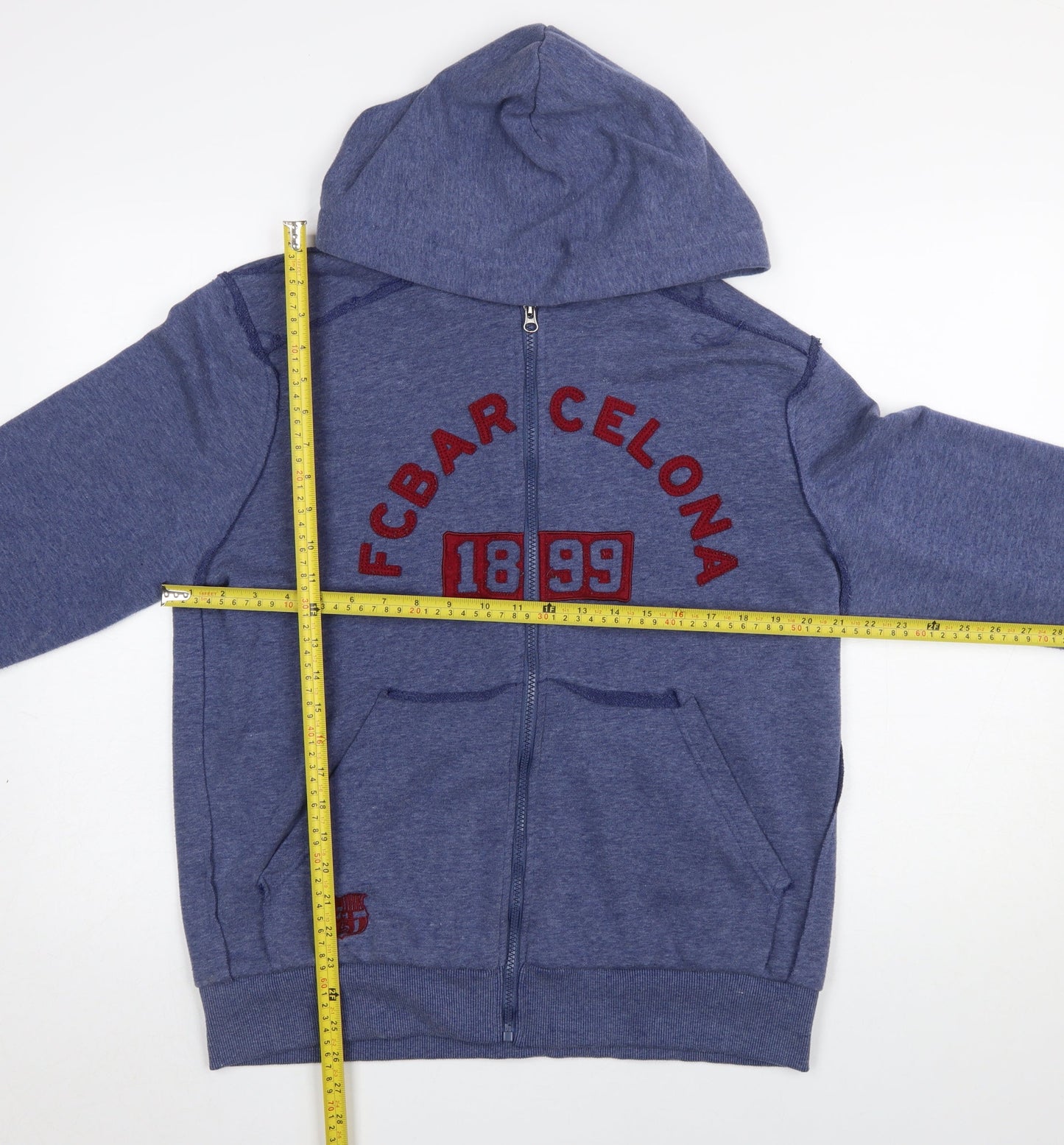 Mens UK Size L FC Barcelona Blue Full Zip Hoodie