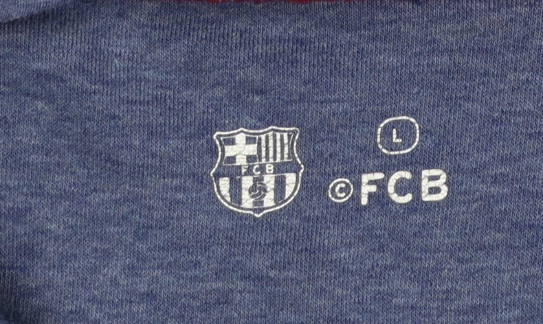 Mens UK Size L FC Barcelona Blue Full Zip Hoodie
