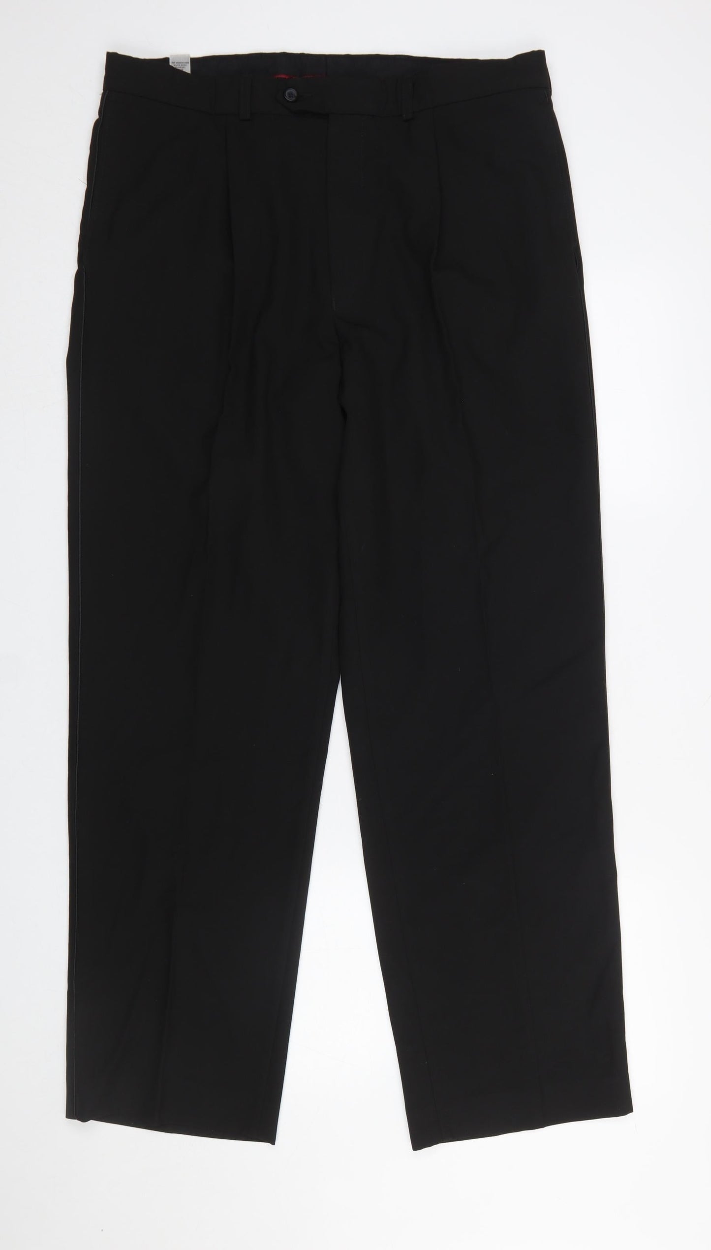 Mens UK Size 36 George Regular Fit Dress Pants Black Trousers