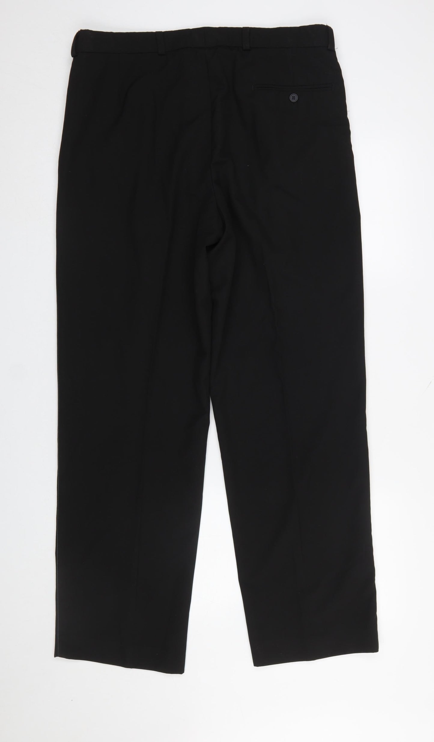 Mens UK Size 36 George Regular Fit Dress Pants Black Trousers