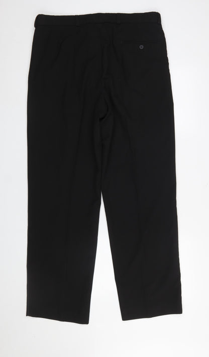 Mens UK Size 36 George Regular Fit Dress Pants Black Trousers