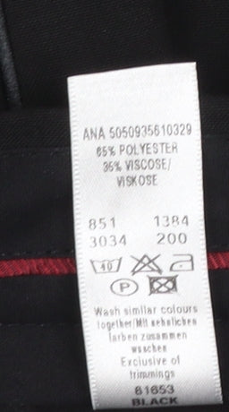 Mens UK Size 36 George Regular Fit Dress Pants Black Trousers
