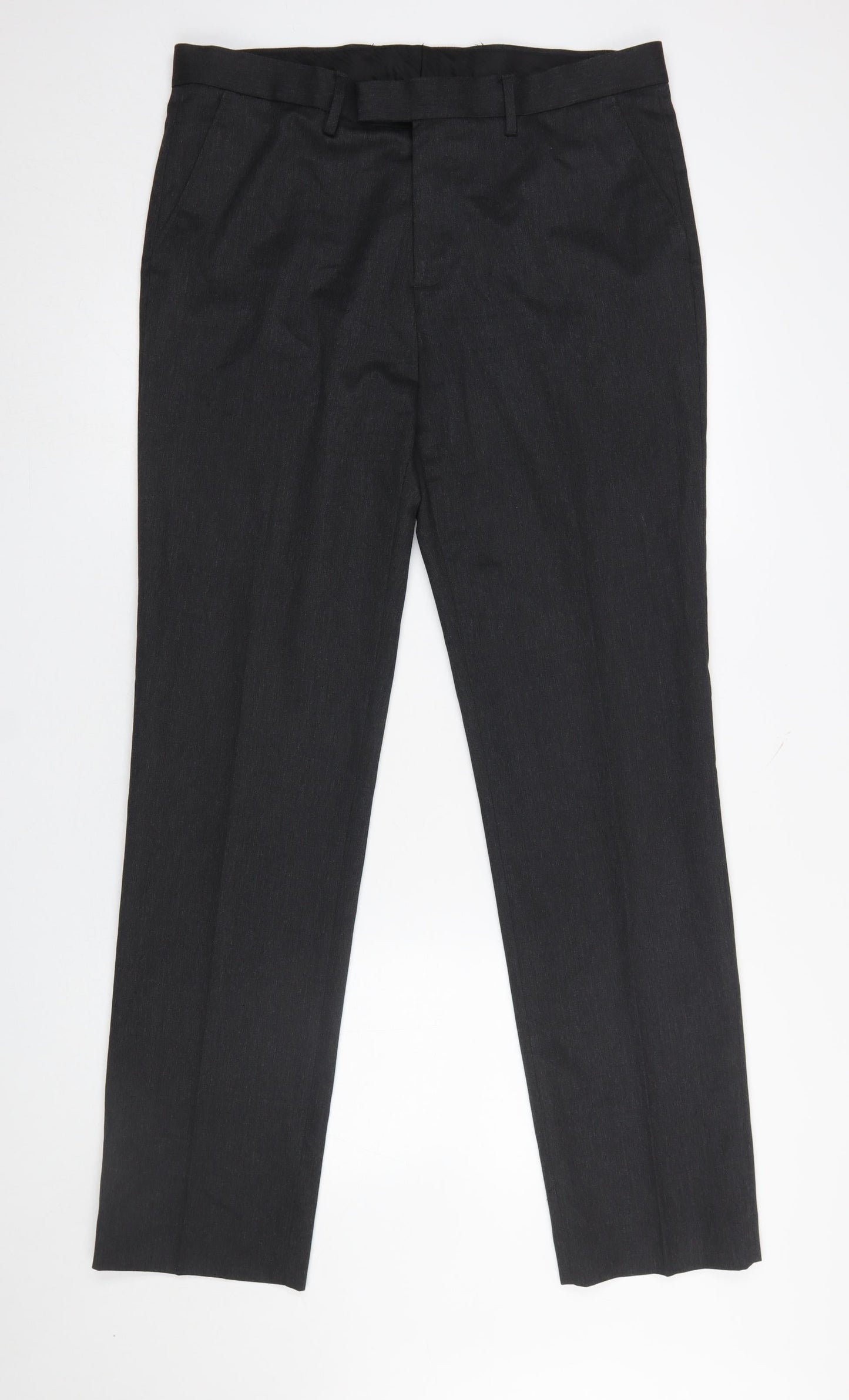 Mens UK Size L George Regular Fit Dress Pants Black Trousers
