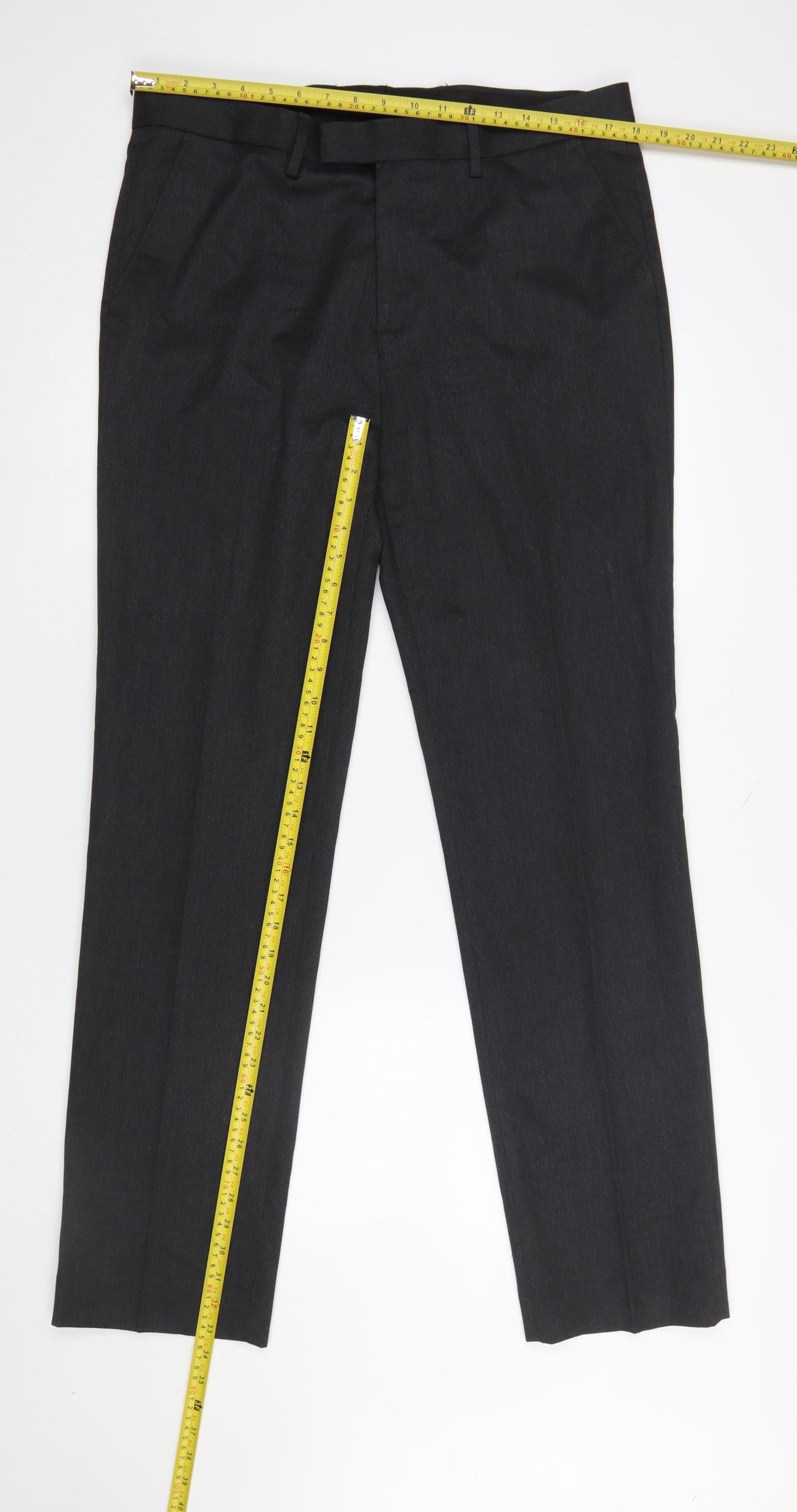 Mens UK Size L George Regular Fit Dress Pants Black Trousers