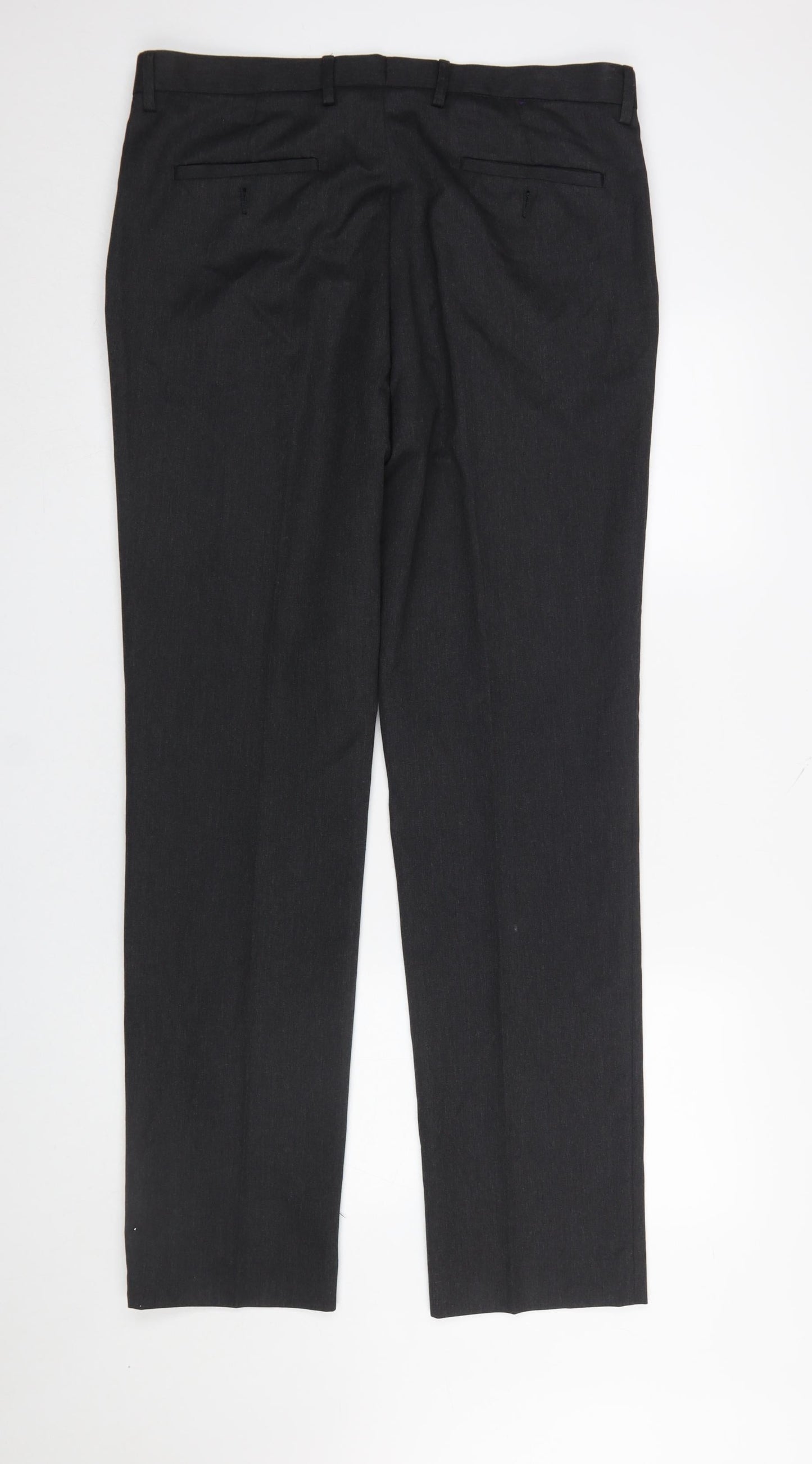 Mens UK Size L George Regular Fit Dress Pants Black Trousers