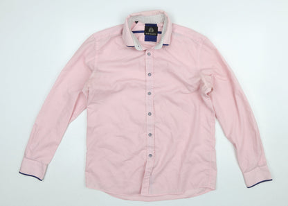 Silvio Valentin Men's Pink Slim Fit Long Sleeve Cotton Button-Up Shirt Size L